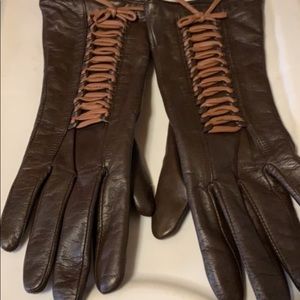 Brown leather gloves